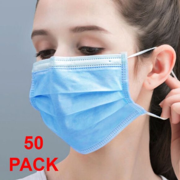 50 Pcs Disposable Face Masks - 3 Ply - Picture 2 of 8